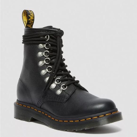 Dr. Martens 1460 Virginia Lace Up Black Leather Boots - Picture 1 of 5